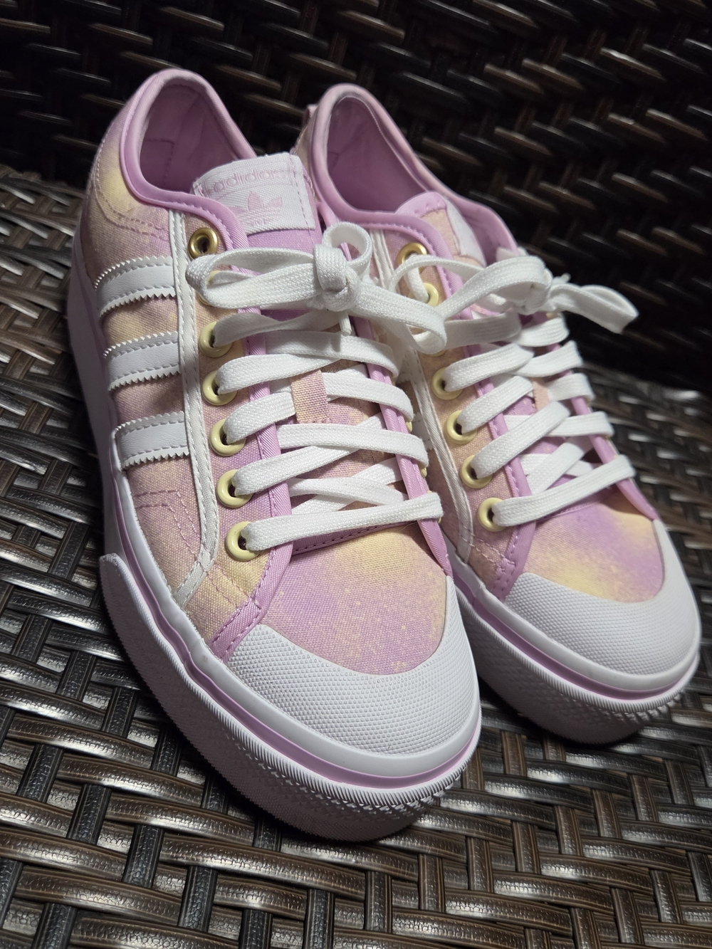Adidas Women's Pink Pastel Platform Sneakers.